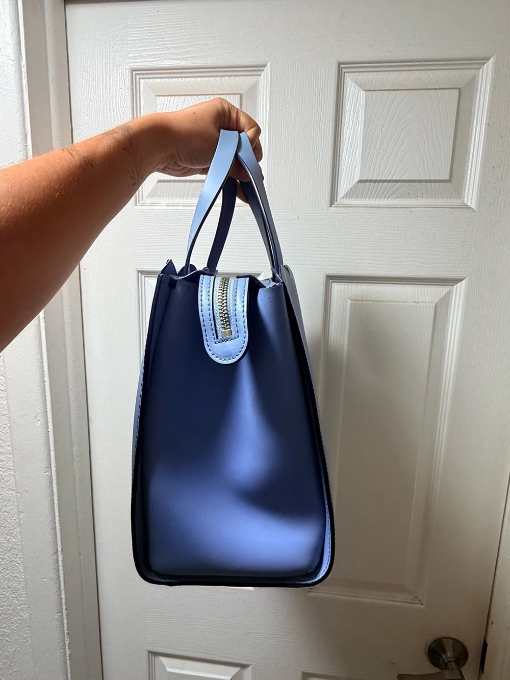 kate spade Scallop-Edge Leather Tote in Light Blue
